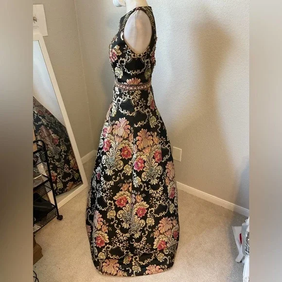 Jovani 48394 Metallic Floral Beaded Gown Size 6 Multi Color - Picture 6 of 15